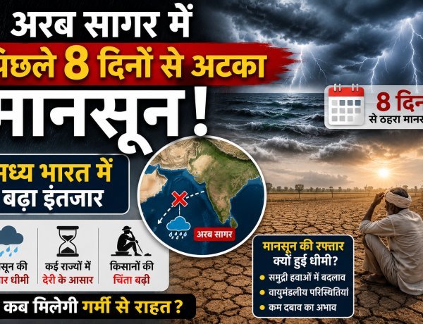मानसून की रफ्तार पर ब्रेक: तेलंगाना में 6 और अरब सागर में 8 दिन से ठहरा मानसून !